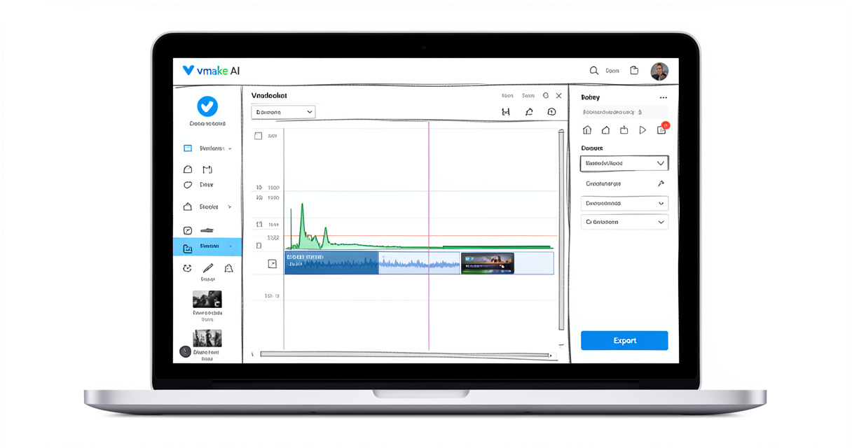 Interface du générateur vidéo UGC Vimake.ai avec outils d'édition