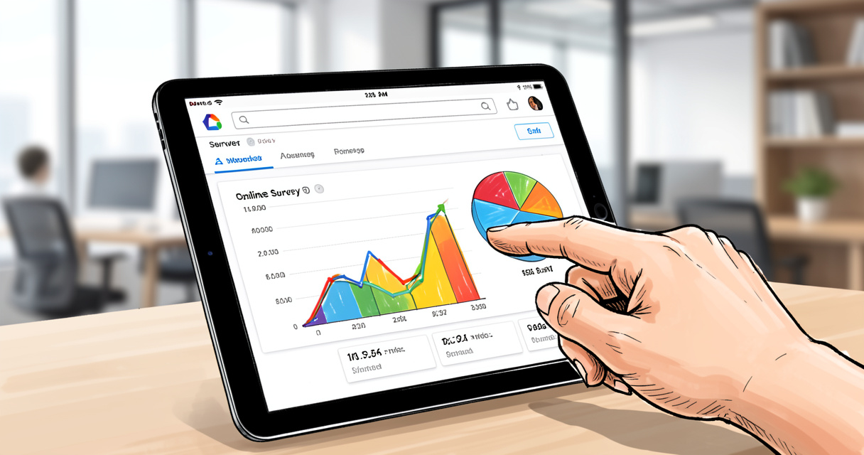Analyse des résultats d'enquête sur tablette avec graphiques et diagrammes Survio