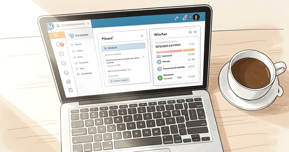 Plugin WordPress Wincher affiché dans l'interface d'administration d'un site