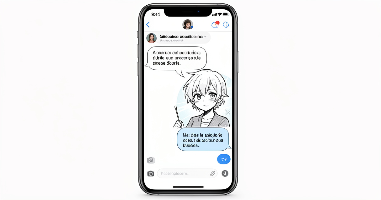 Interface de Talkie AI montrant une conversation avec un personnage virtuel animé