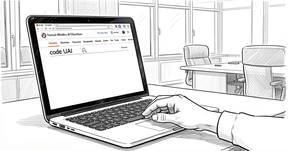 Recherche sur un ordinateur portable du code UAI sur le site du ministère de l'Éducation nationale
