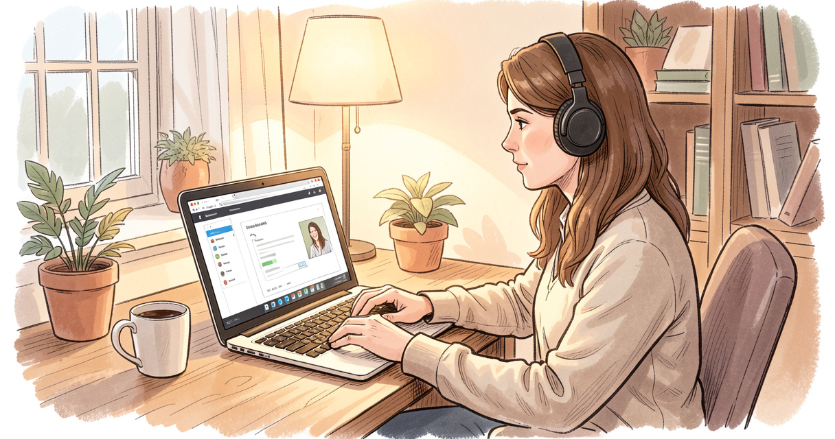 Participant suivant une formation IA marketing en ligne depuis son ordinateur