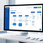Tableau de bord visuel d'automatisation no-code et agents IA en entreprise