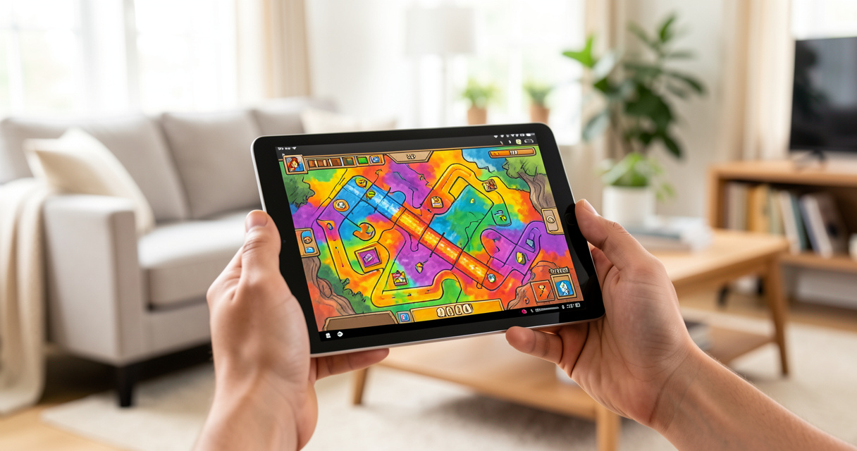 Jouer à Cliquojeux sur tablette : une partie de belote en cours