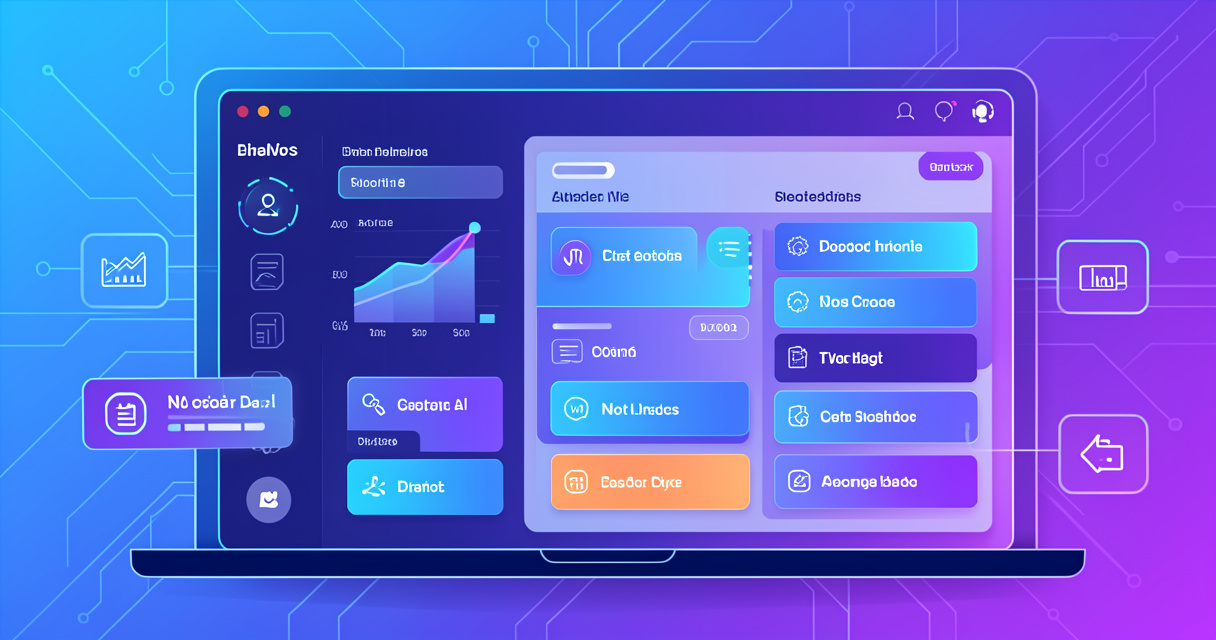 Illustration représentant la création d'une application web avec des outils no-code et l'intelligence artificielle