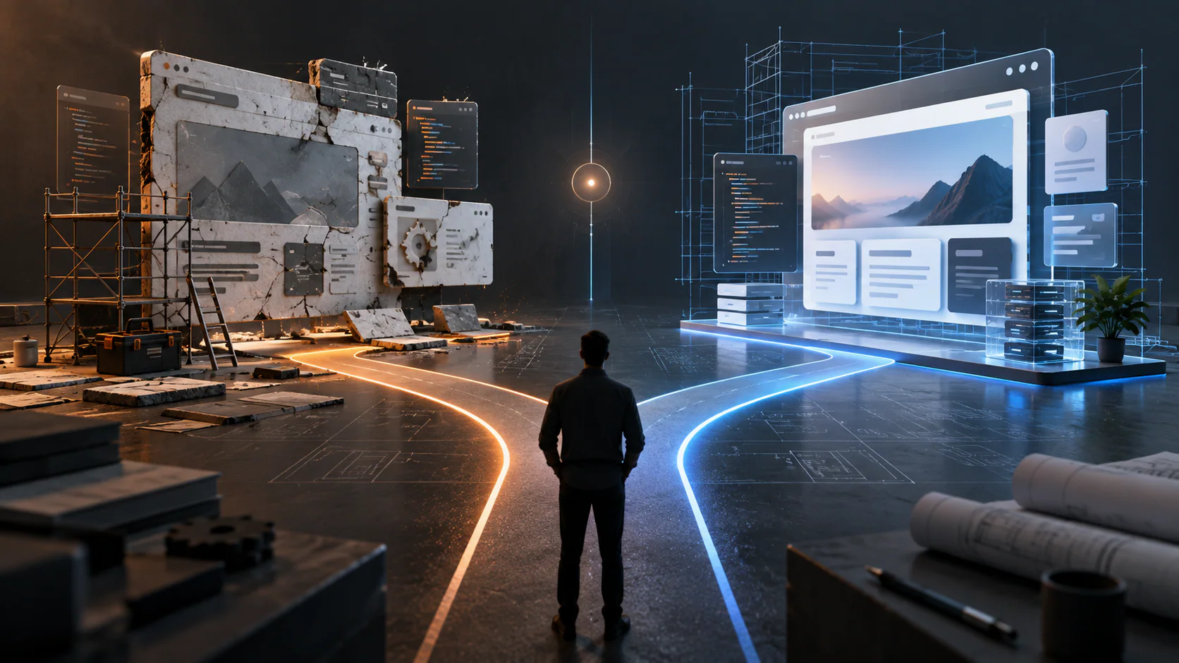 Deux trajectoires entre site web à réparer et application à reconstruire