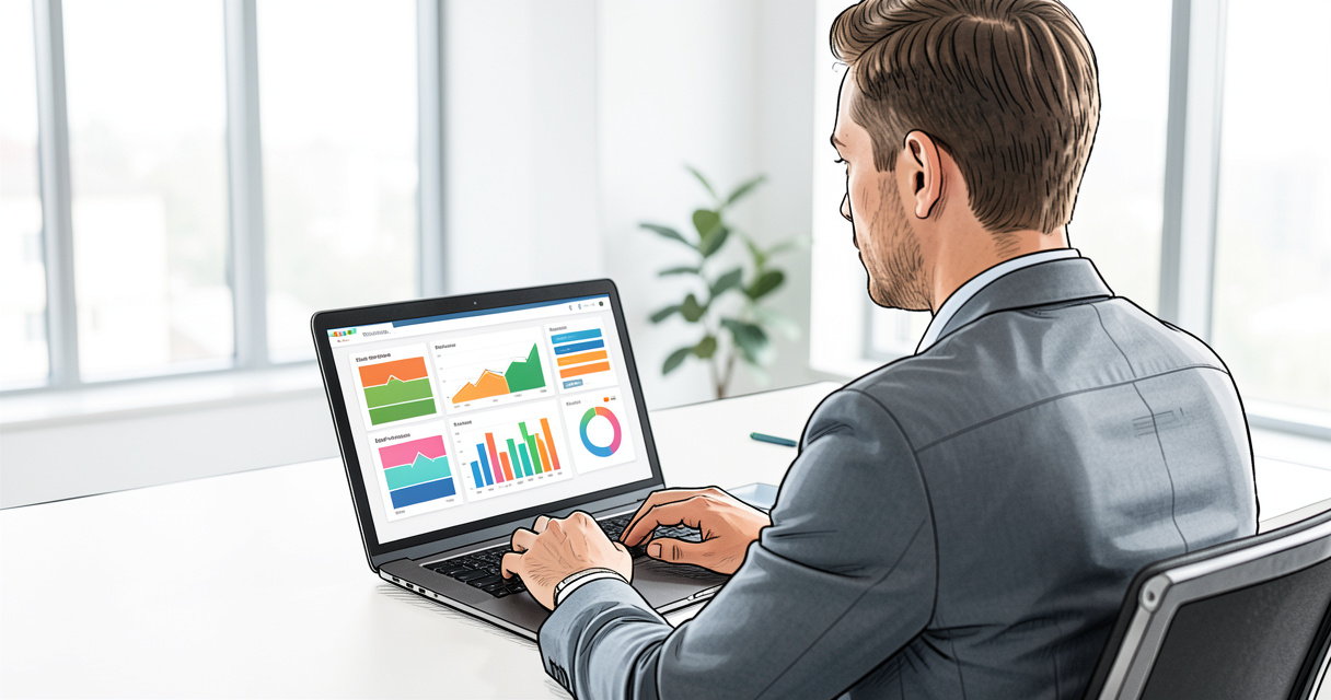 Agence digitale TPE-PME : consultante analysant des résultats sur un ordinateur