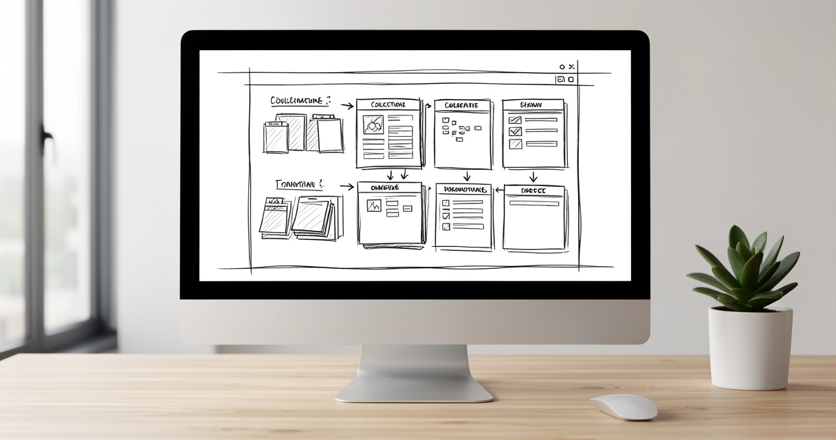 Schéma du CMS intégré de Webflow pour gérer le contenu d'un site